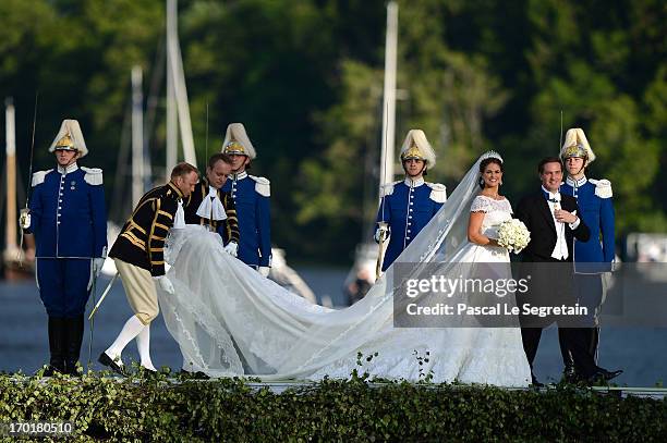 Princess Madeleine of Sweden and Christopher O'Neill attend the evening banquet after the wedding of Princess Madeleine of Sweden and Christopher...