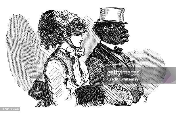 interracial french couple - traditional clothing stock illustrations