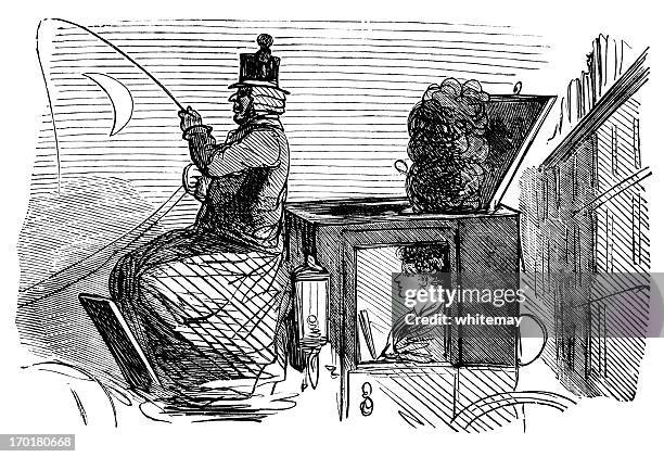 coiffure problems in a carriage - big hair stock illustrations stock illustrations