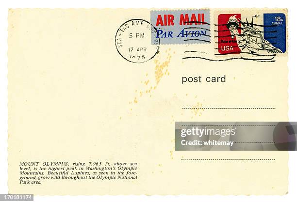 tarjeta postal de la ciudad de seattle, 1974 - tarjeta-postal fotografías e imágenes de stock