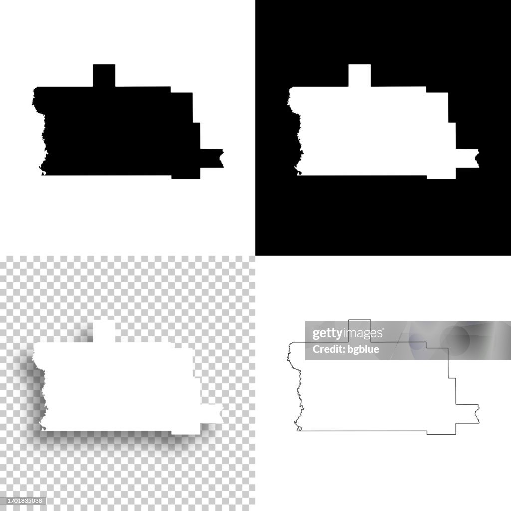 Calcasieu Parish, Louisiana. Maps for design. Blank, white and black backgrounds