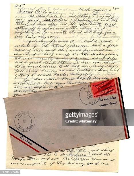 dearest darling - letter from us serviceman to his wife - 1945 stock pictures, royalty-free photos & images