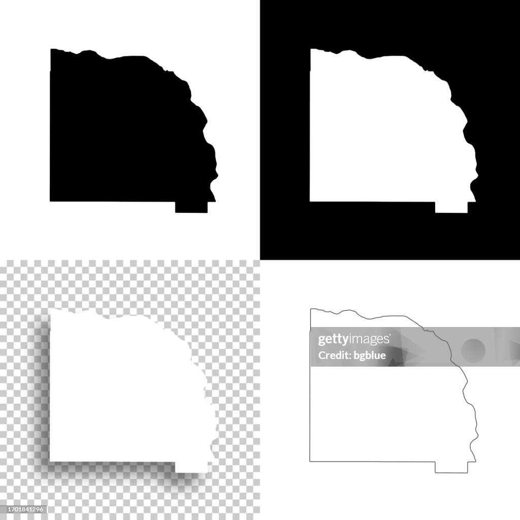 Saunders County, Nebraska. Maps for design. Blank, white and black backgrounds