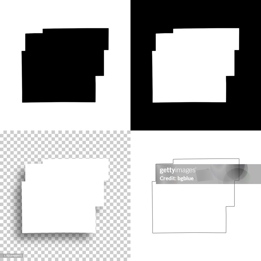 Hancock County, Indiana. Maps for design. Blank, white and black backgrounds