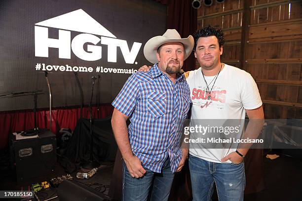 Tate Stevens and Dee Jay Silver attend HGTV'S The Lodge At CMA Music Fest - Day 3 on June 8, 2013 in Nashville, Tennessee.