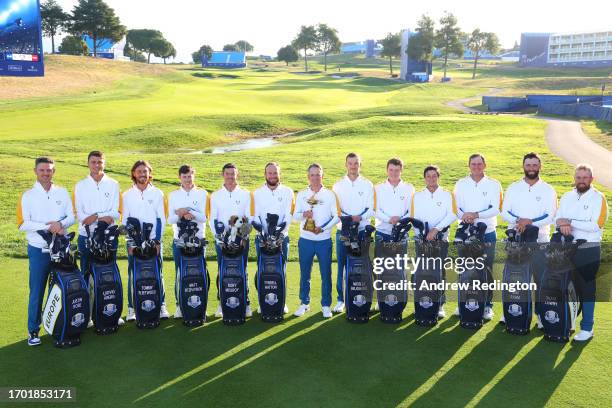 Team Europe pose during the European Team Portraits at the 2023 Ryder Cup at Marco Simone Golf Club on September 26, 2023 in Rome, Italy.