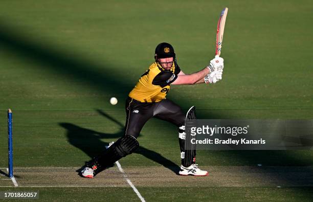 Ashton Turner of Western Australia plays a shot during the Marsh One Day Cup match between South Australia and Western Australia at Allan Border...