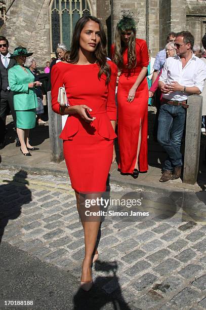 Guest pictured leaving the wedding of Rupert Finch And Natasha Rufus on June 8, 2013 in Gloucester, England.