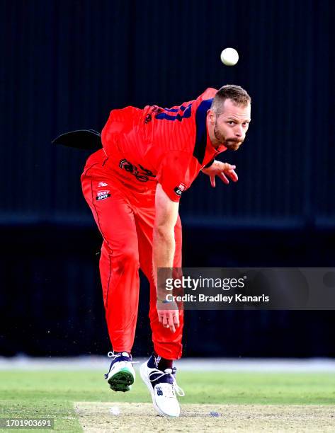 Nathan McAndrew of South Australia bowls during the Marsh One Day Cup match between South Australia and Western Australia at Allan Border Field, on...