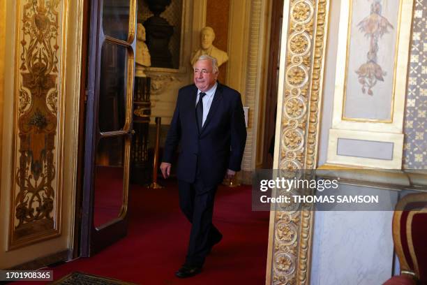 French Senate President Gerard Larcher leaves after being elected at the French Senate in Paris on October 2 President of the Senate for a fifth...