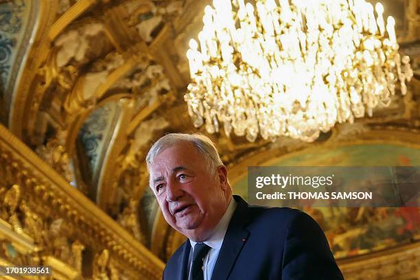 French Senate President Gerard Larcher looks on after being elected at the French Senate in Paris on October 2 President of the Senate for a fifth...