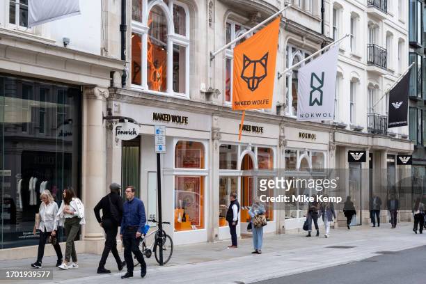 Naked Wolfe on Bond Street on 27th September 2023 in London, United Kingdom. Bond Street is one of the principal streets in the West End shopping...