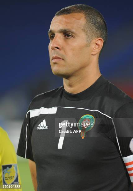 Morocco's Nadir Lamyaghri poses before the FIFA Brazil WC2014 qualifiers match against Tanzania on June 8, 2013 in Marrakech, Morocco. AFP PHOTOS /...