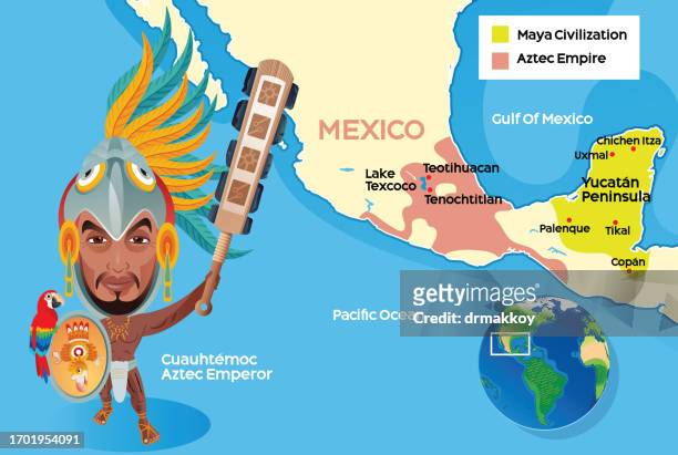 aztec empire and mayan civilization - mayan stock illustrations