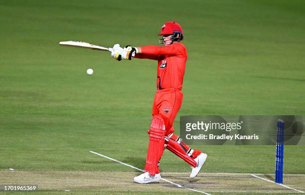 Jake Fraser-McGurk of South Australia plays a shot during the Marsh One Day Cup match between South Australia and Western Australia at Allan Border...