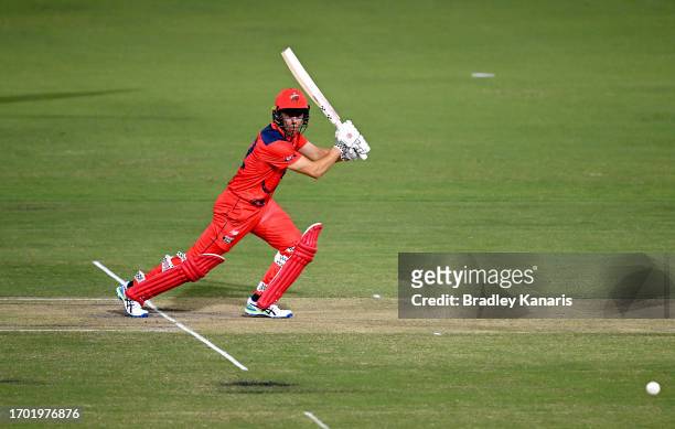 Henry Hunt of South Australia plays a shot during the Marsh One Day Cup match between South Australia and Western Australia at Allan Border Field, on...