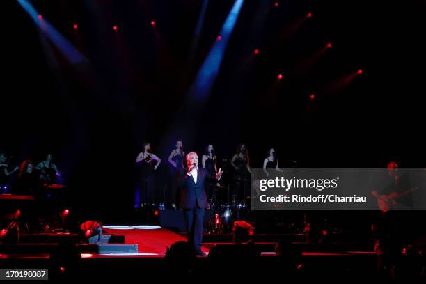 Singer Michel Sardou in concert at L'Olympia on June 7, 2013 in Paris, France.