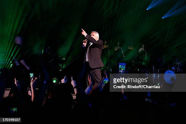 Singer Michel Sardou in concert at L'Olympia on June 7, 2013 in Paris, France.