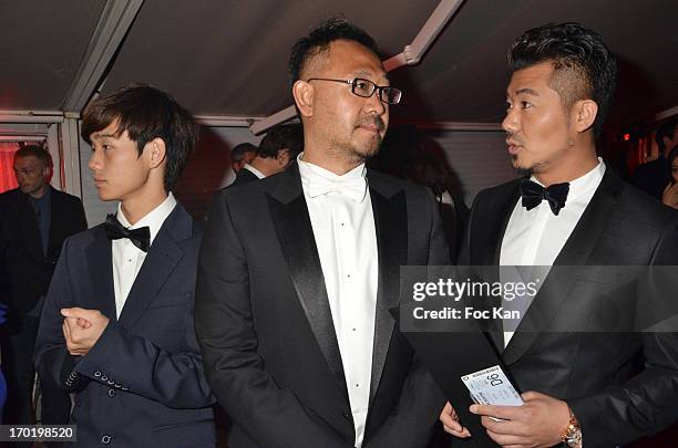Actors Lanshan Luo, Jiang Wu and a guest attend The 'Touch of Sin' Private Cocktail during the Terrazza Martini at The 66th Annual Cannes Film...