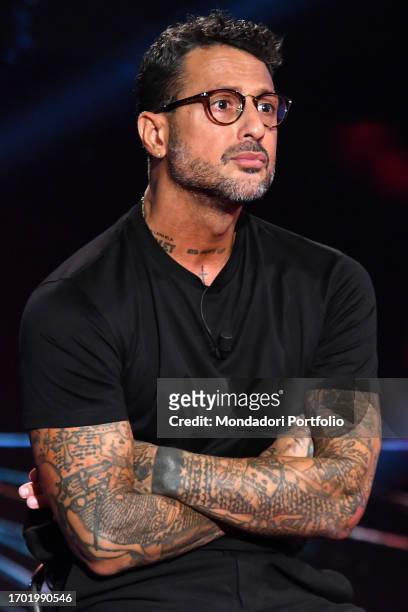 Italian television personality and entrepreneur Fabrizio Corona during the Rai Belve broadcast. Rome September 25th, 2023