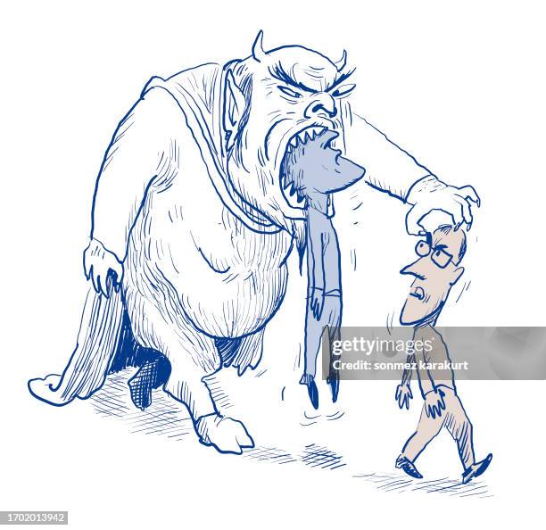being a prisoner of ideology - illiteracy stock illustrations