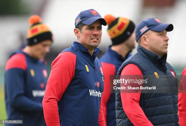 Sir Alastair Cook of Essex before the LV= Insurance County Championship Division 1 match between Northamptonshire and Essex at The County Ground on...