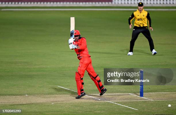 Daniel Drew of South Australia plays a shot during the Marsh One Day Cup match between South Australia and Western Australia at Allan Border Field,...