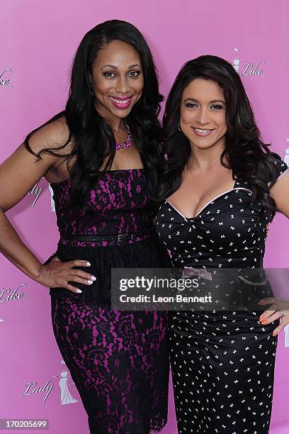 Leah Cher Pump and Dunia Elvir arrives at the Women of Excellence Awards at Luxe Hotel on June 8, 2013 in Los Angeles, California.
