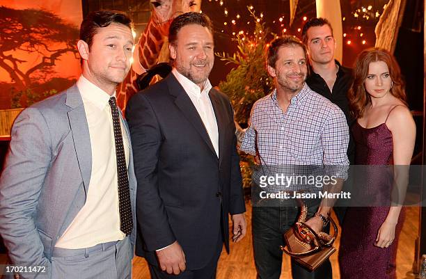 Actor Joseph Gordon-Levitt, actor Russell Crowe, director Zack Snyder, actor Henry Cavill, and actress Amy Adams attend Spike TV's Guys Choice 2013...