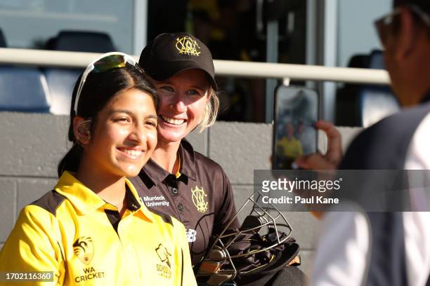 Beth Mooney of Western Australia poses for photos following the WNCL match between Western Australia and Victoria at the WACA, on September 26 in...