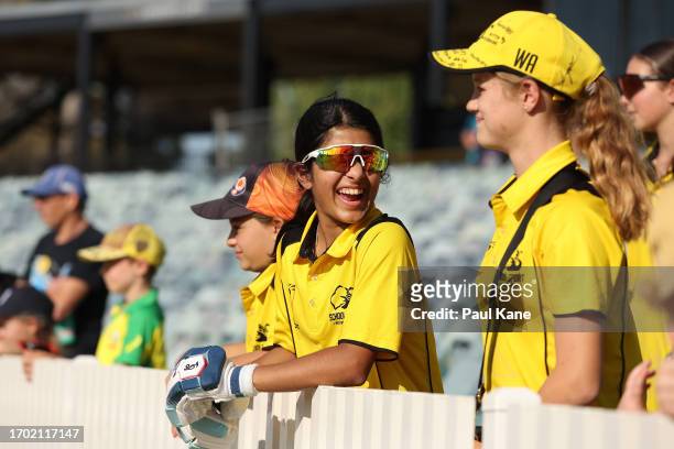 Young fans look on during the WNCL match between Western Australia and Victoria at the WACA, on September 26 in Perth, Australia.