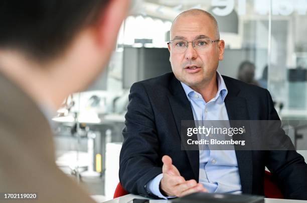 Eric Provost, chief executive officer of Laurentian Bank of Canada, during an interview in Montreal, Quebec, Canada, on Monday, Oct. 2, 2023. The...