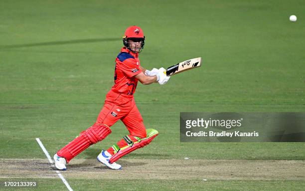 Nathan McSweeney of South Australia plays a shot during the Marsh One Day Cup match between South Australia and Western Australia at Allan Border...