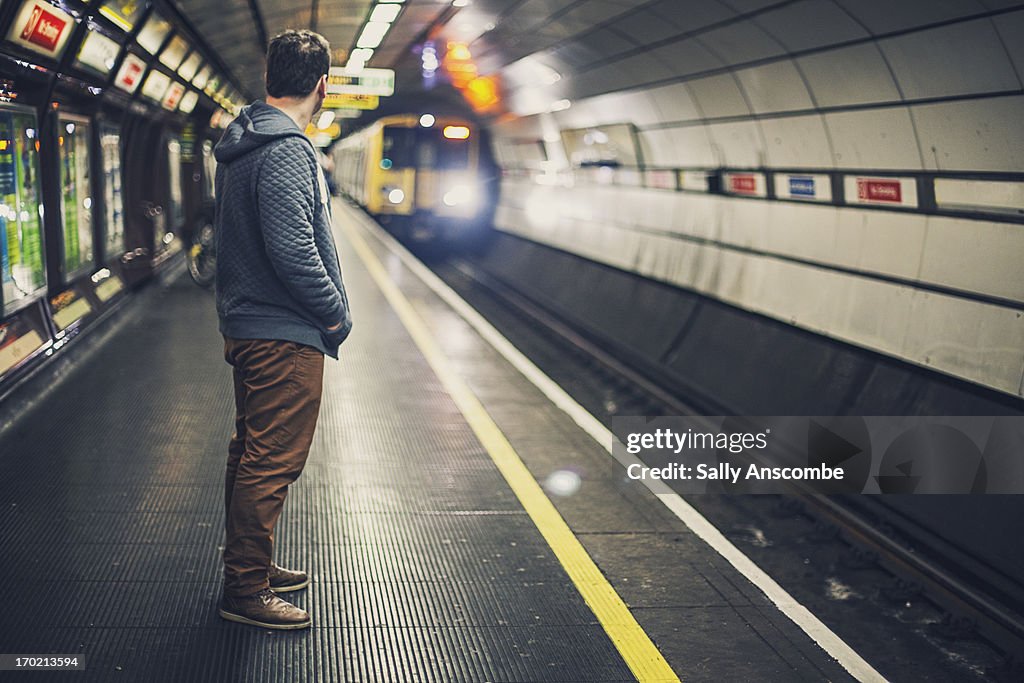 Man waiting for a train