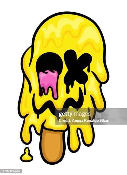 melting ice cream monster cartoon - ice cream melting cartoon stock illustrations