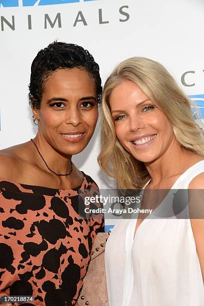 Daphne Wayans and Jessica Canseco attend a fundraiser benefiting Mercy For Animals at Private Residence on June 8, 2013 in Los Angeles, California.