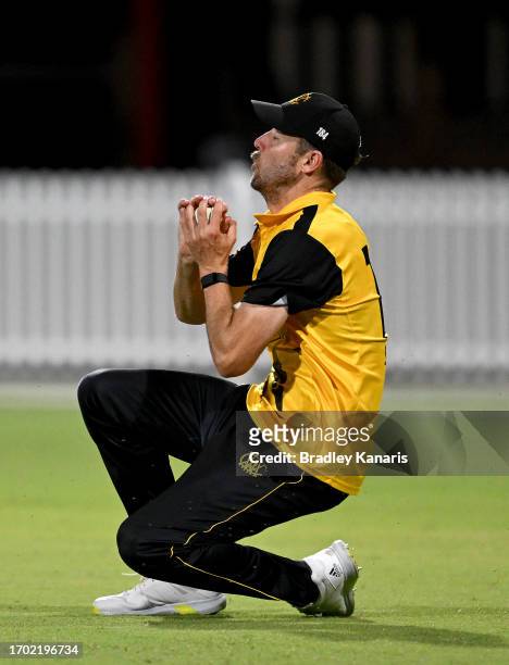 Charlie Stobo of Western Australia takes the catch to dismiss Ben Manenti saduring the Marsh One Day Cup match between South Australia and Western...