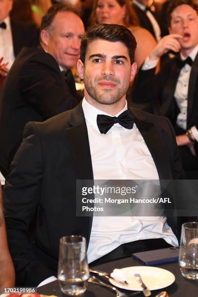 Christian Petracca of the Demons reacts during the 2023 Brownlow Medal at Crown Palladium on September 25, 2023 in Melbourne, Australia.
