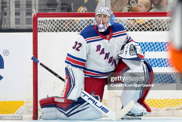 New York Rangers goalie Jonathan Quick during a game between the Boston Bruins and the New York Rangers on September 24 at TD Garden in Boston,...