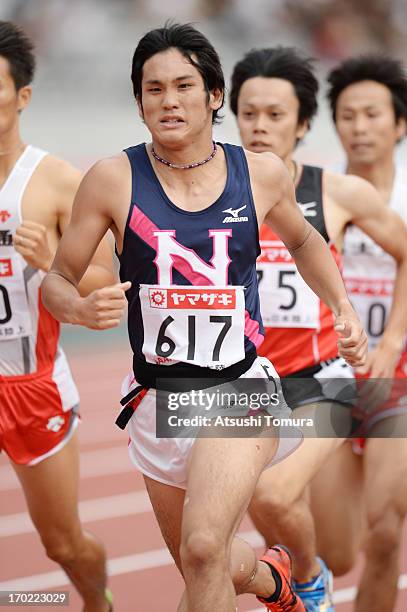 Sho Kawamoto of Japan in action during the Men's 800m on day three of the 97th Japan Track and Field Championships at Ajinomoto Stadium on June 9,...