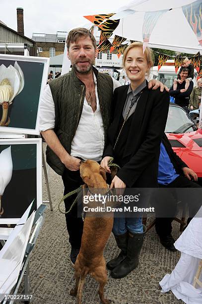 Artists Mat Collishaw and Polly Morgan attend the 2013 Vauxhall Art Car Boot Fair at The Old Truman Brewery on June 9, 2013 in London, England.