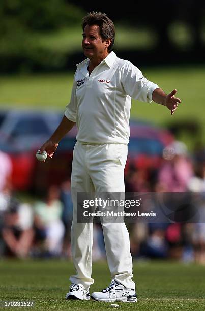 Mark Nicholas of Michael Vaughan's England in action during the Shane Warne's Australia vs Michael Vaughan's England T20 match at Circenster Cricket...