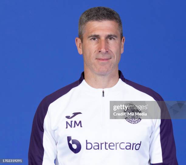 Hibernian Head Coach Nick Montgomery during the team photocall on September 21, 2023 in Edinburgh, Scotland.