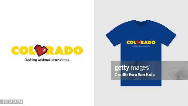 a typographic t-shirt design with the concept love colorado - fort collins stock illustrations
