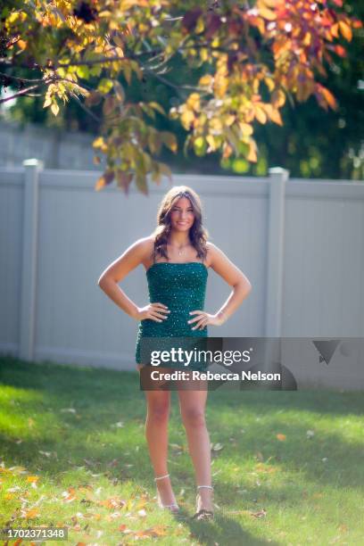 teenage girl dressed up for homecoming dance - rim light portrait stock pictures, royalty-free photos & images