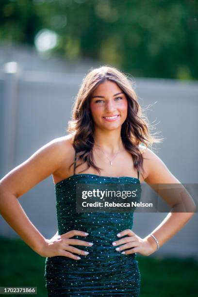 teenage girl dressed up for homecoming dance - rim light portrait stock pictures, royalty-free photos & images