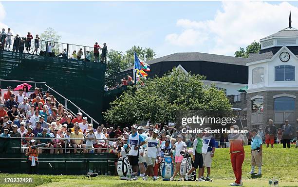 Inbee Park of South Korea hits her tee shot on the first hole during the final round of the Wegmans LPGA Championship at Locust Hill Country Club on...