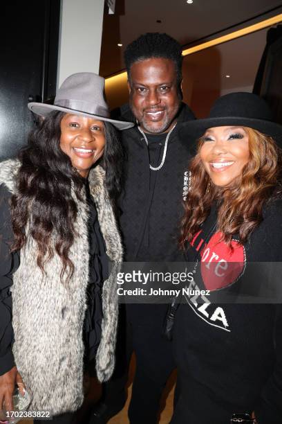 Barque Tubman, Don Pooh, and Mona Scott-Young attend a celebration of Busta Rhymes music career on September 25, 2023 in New York City.