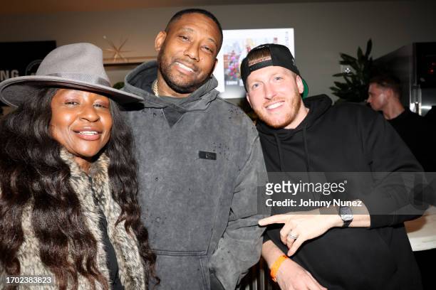 Barque Tubman, Maino, and DJ Druski attend a celebration of Busta Rhymes music career on September 25, 2023 in New York City.