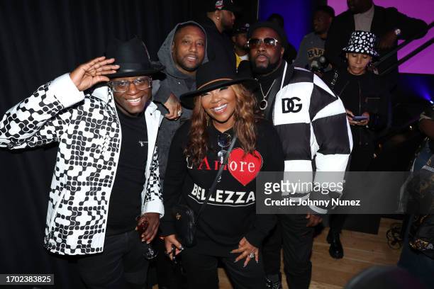 Jerry Duplessis, Maino, Mona Scott-Young, and Wyclef Jean attend a celebration of Busta Rhymes music career on September 25, 2023 in New York City.